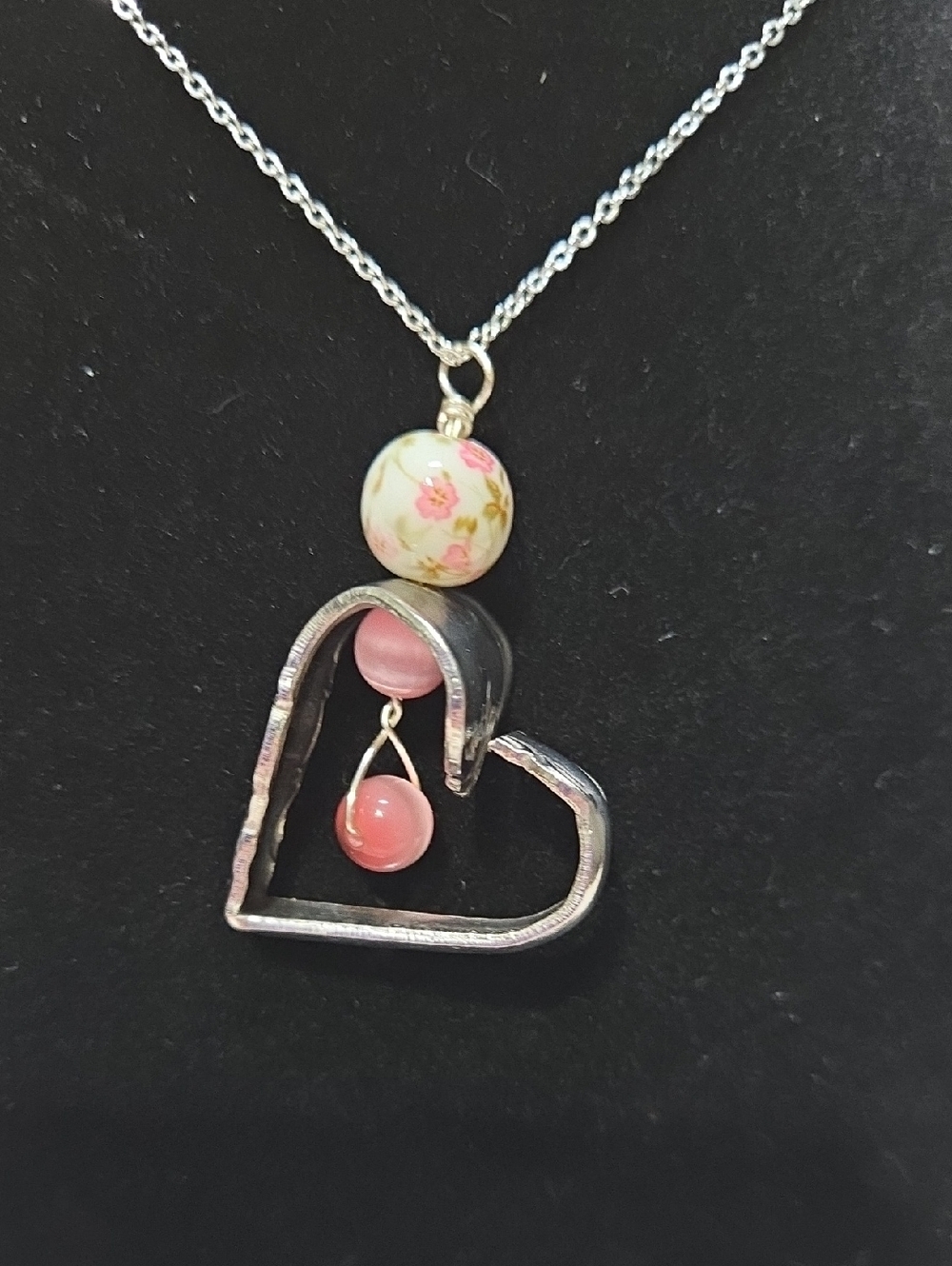 Handmade Vintage Spoon Heart Bead Necklace - Picture 2 of 7
